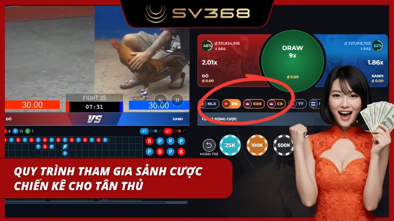 Người chơi truy cập sảnh và chọn trận đấu đang diễn ra