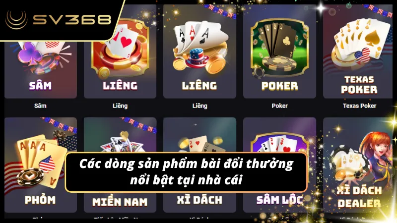 Nhiều bàn chơi hiển thị với luật và mức cược khác nhau